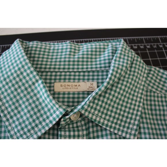 Sonoma/ Polo long sleeved/(Size M)/Green and White Gingham - Picture 6 of 11
